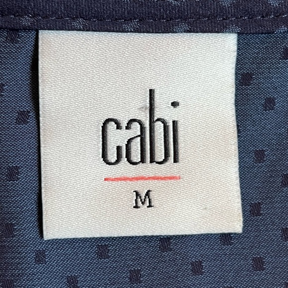 CABI #5525 Knot Blouse Women’s Medium Bow Top Navy Blue Polka Dot Blouse - Picture 6 of 8